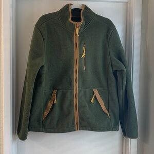 Swiss Tech Men’s Olive Green Zip-Up Sweater Size M Full Zip Knit Jacket